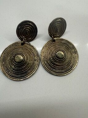 Vintage Gold-Tone Spiral Drop Earrings